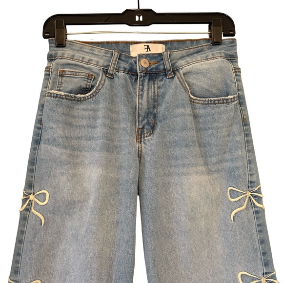 Flying Angel Y2K Baggy Bow Embroidered Jeans, Sz 5/27 - Picture 9 of 16